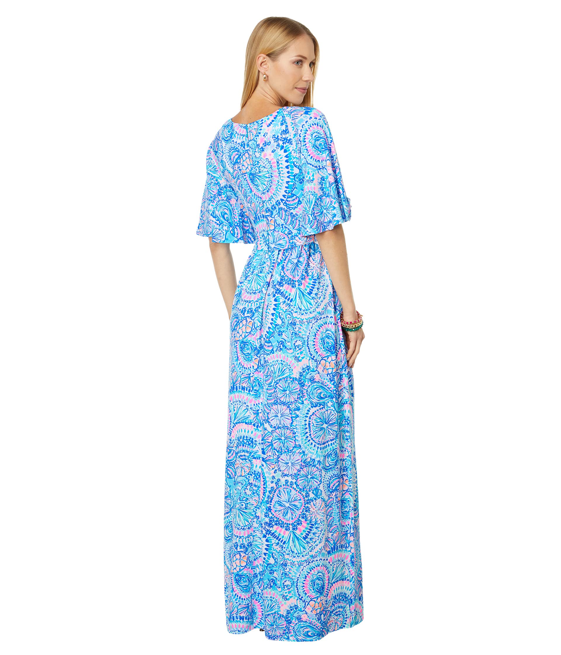 Lilly Pulitzer Minka Sleeved Maxi Dress Blue Grotto Commotion in The ...